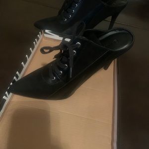 Black mule lace up heels